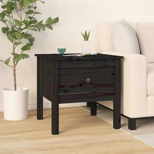 Sideborde 2 stk. 50x50x49 cm massivt fyrretræ sort