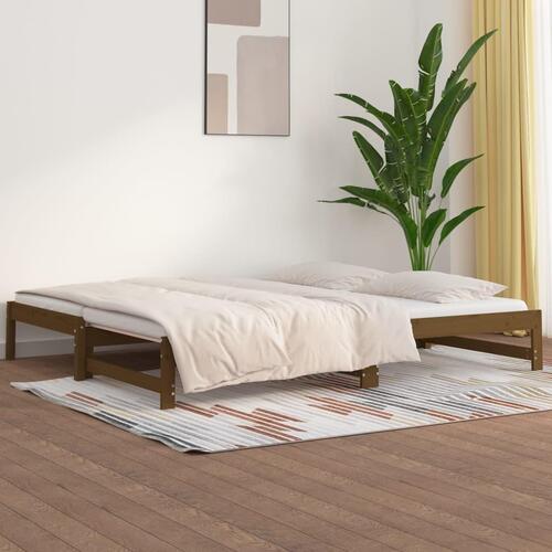 Daybed med udtræk 2x(90x200) cm massivt fyrretræ gyldenbrun