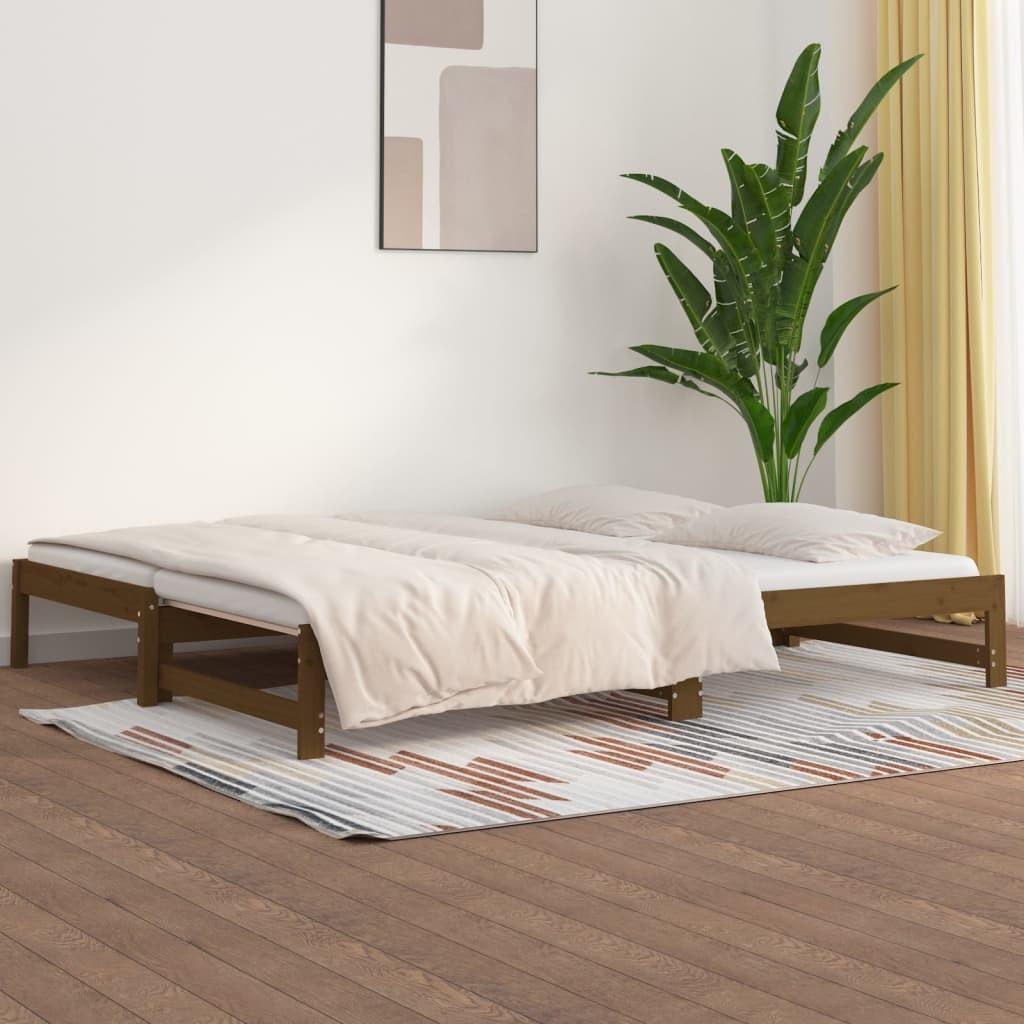Daybed med udtræk 2x(90x200) cm massivt fyrretræ gyldenbrun