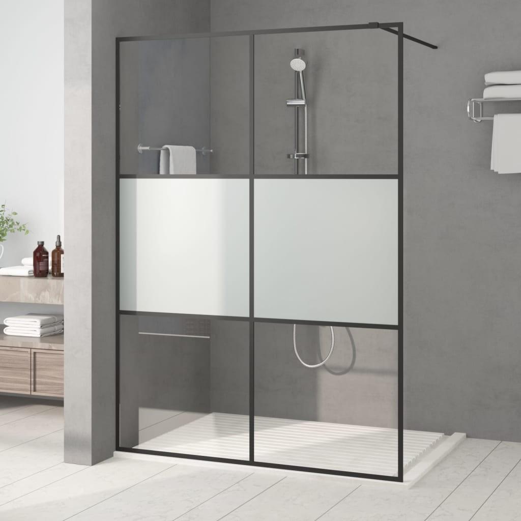 Brusevæg 140x195 cm halvmatteret sikkerhedsglas sort