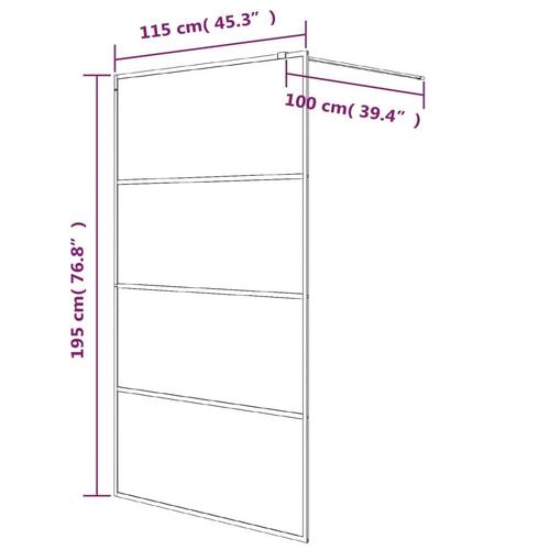 Brusevæg 115x195 cm halvmatteret sikkerhedsglas sort