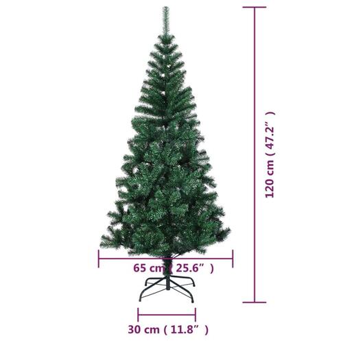 Kunstigt juletræ med farverige grene 120 cm PVC grøn