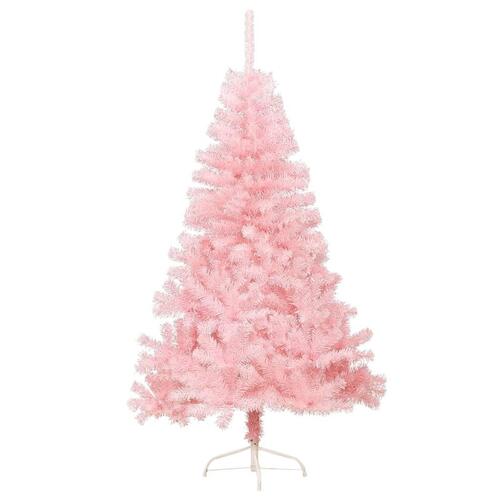 Kunstigt halvt juletræ med juletræsfod 120 cm PVC pink