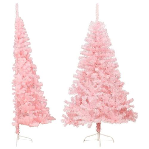 Kunstigt halvt juletræ med juletræsfod 150 cm PVC pink