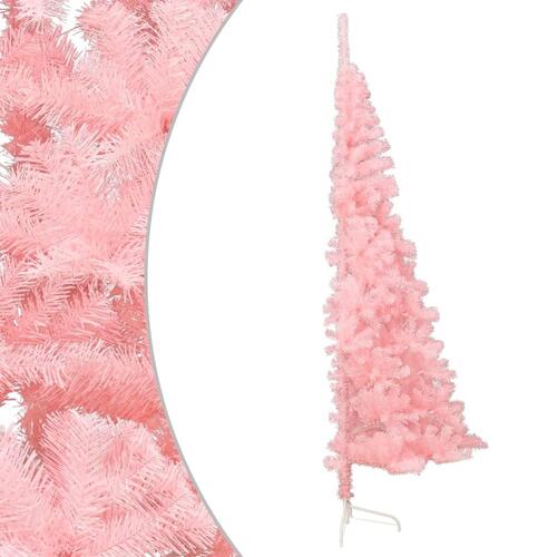 Kunstigt halvt juletræ med juletræsfod 150 cm PVC pink
