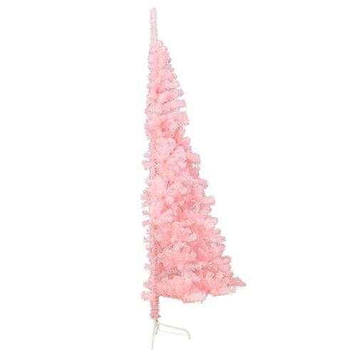 Kunstigt halvt juletræ med juletræsfod 150 cm PVC pink