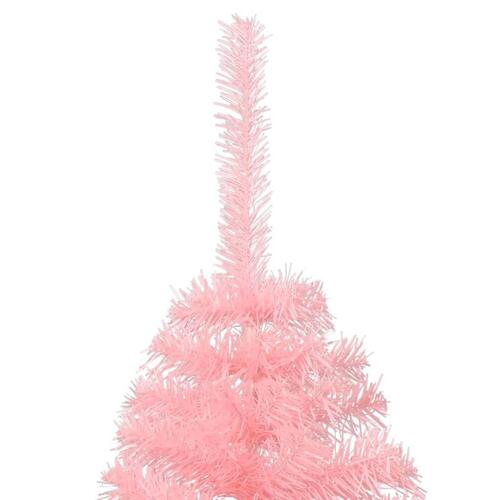 Kunstigt halvt juletræ med juletræsfod 150 cm PVC pink
