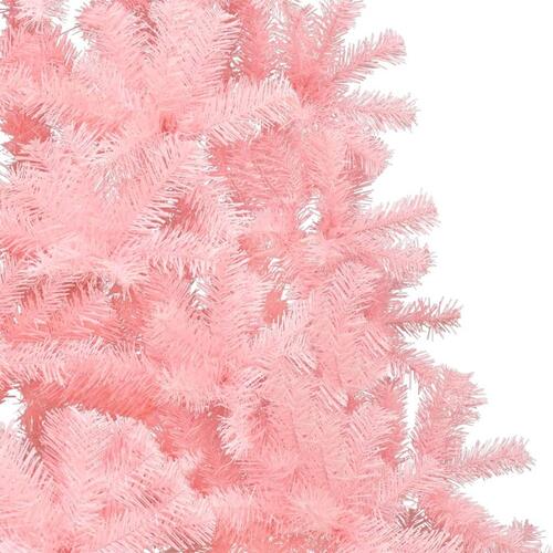 Kunstigt halvt juletræ med juletræsfod 150 cm PVC pink