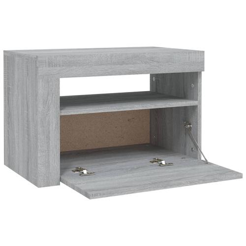 Sengeborde med LED-lys 2 stk. 60x35x40 cm grå sonoma-eg