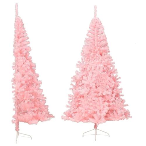 Kunstigt halvt juletræ med juletræsfod 210 cm PVC pink