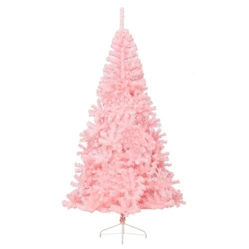 Kunstigt halvt juletræ med juletræsfod 210 cm PVC pink