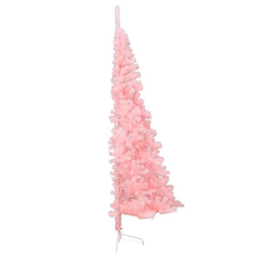 Kunstigt halvt juletræ med juletræsfod 210 cm PVC pink