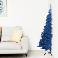 Kunstigt halvt juletræ med juletræsfod 150 cm PVC blå