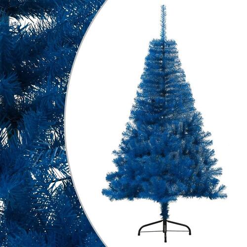 Kunstigt halvt juletræ med juletræsfod 150 cm PVC blå