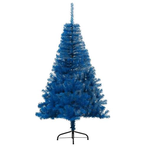 Kunstigt halvt juletræ med juletræsfod 150 cm PVC blå