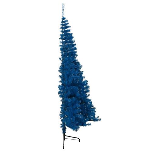 Kunstigt halvt juletræ med juletræsfod 150 cm PVC blå
