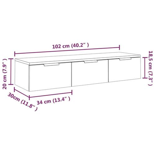 Vægskab 102x30x20 cm konstrueret træ hvid