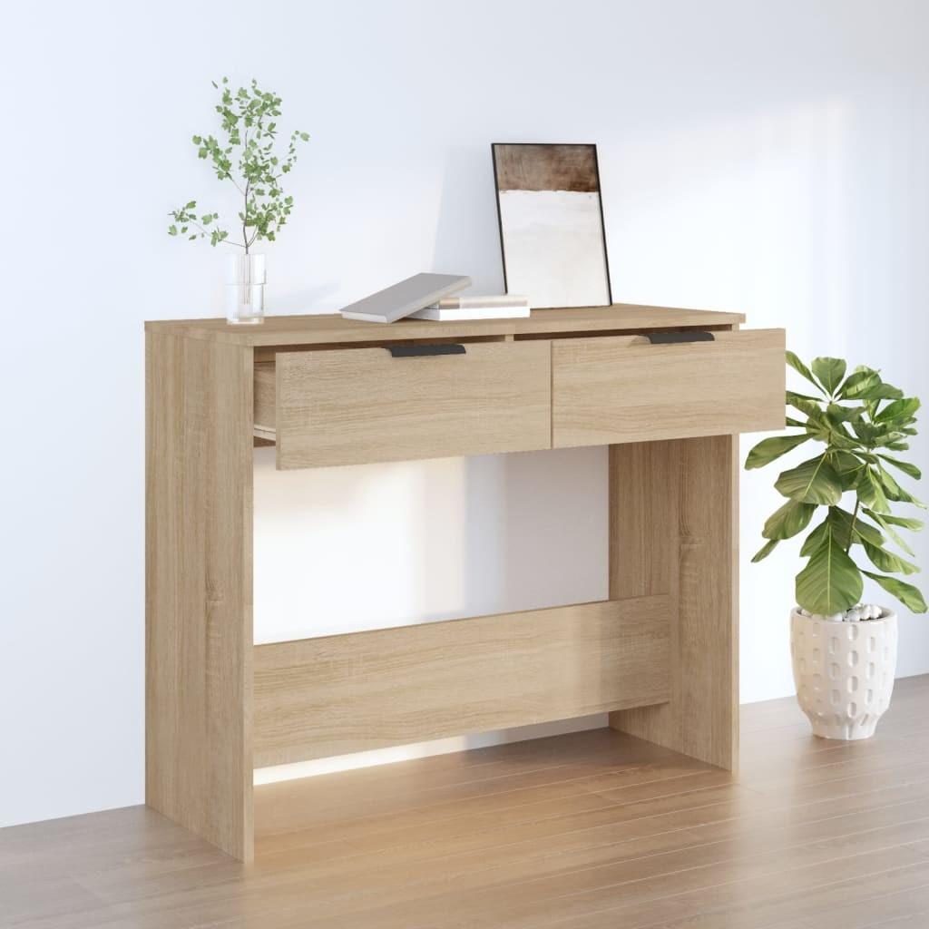 Konsolbord 90x36x75 cm konstrueret træ sonoma-eg