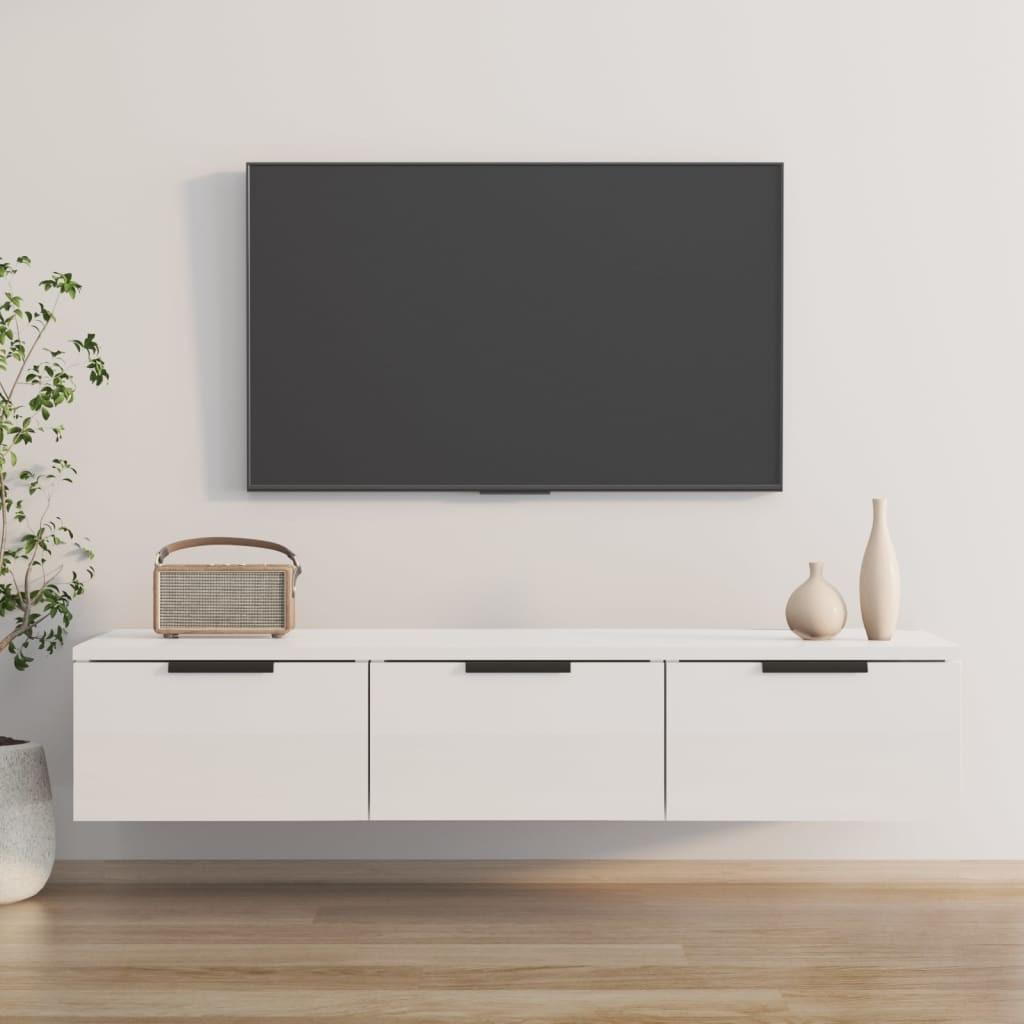 Vægskab 102x30x20 cm konstrueret træ hvid højglans