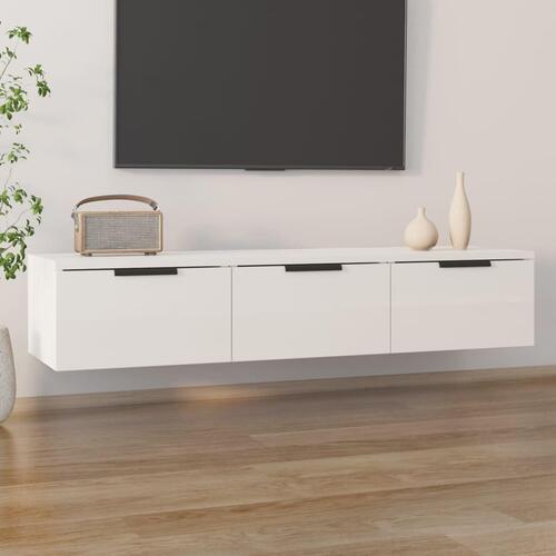 Vægskab 102x30x20 cm konstrueret træ hvid højglans