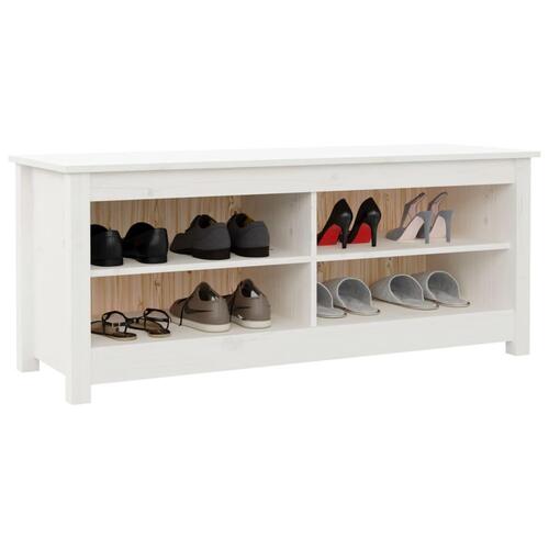 Skobænk 110x38x45,5 cm massivt fyrretræ hvid