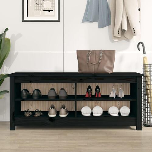 Skobænk 110x38x45,5 cm massivt fyrretræ sort