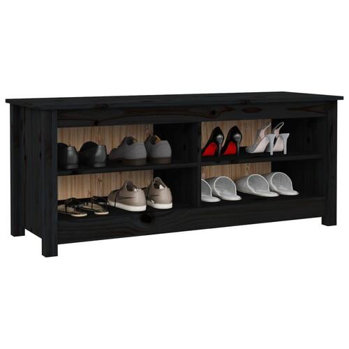 Skobænk 110x38x45,5 cm massivt fyrretræ sort