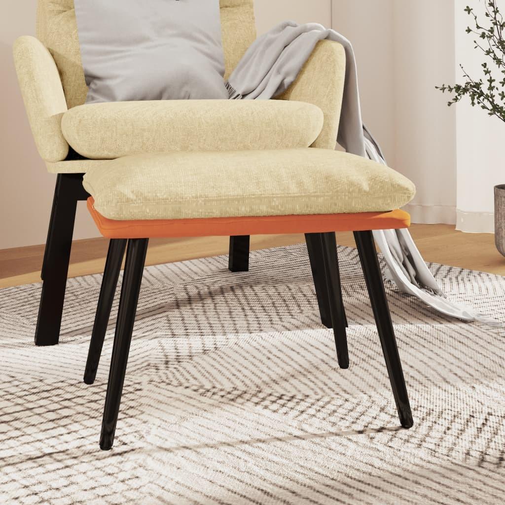 Fodskammel 45x29,5x35 cm stof og kunstlæder creme og orange