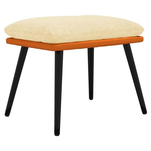 Fodskammel 45x29,5x35 cm stof og kunstlæder creme og orange