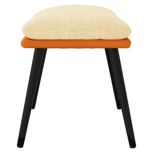 Fodskammel 45x29,5x35 cm stof og kunstlæder creme og orange