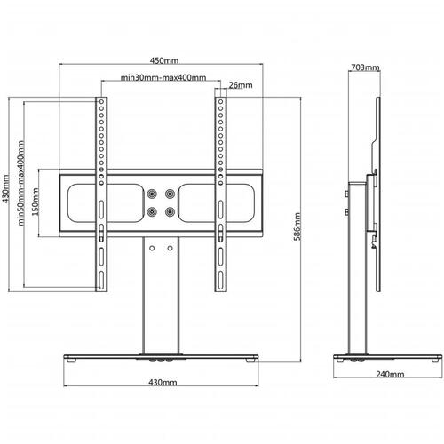 TV-beslag med plade 400 x 400 mm 26" - 42"