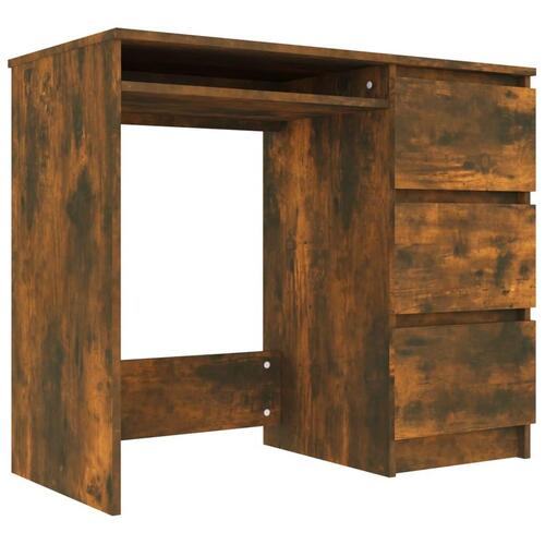 Skrivebord 90x45x76 cm konstrueret træ røget egetræsfarve