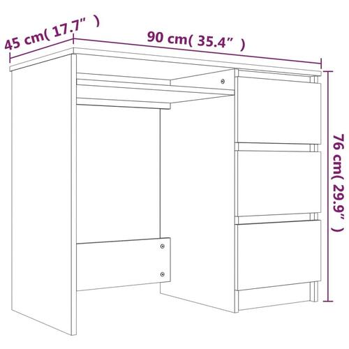 Skrivebord 90x45x76 cm konstrueret træ røget egetræsfarve