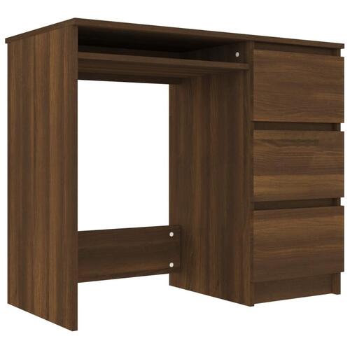 Skrivebord 90x45x76 cm konstrueret træ brun egetræsfarve