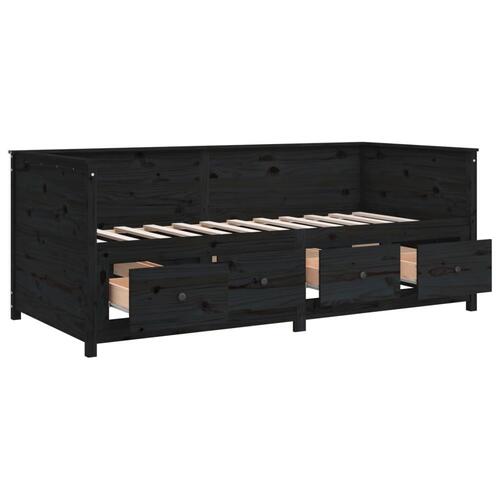 Daybed 100x200 cm massivt fyrretræ sort