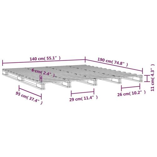 Palleseng 140x190 cm massivt fyrretræ gyldenbrun
