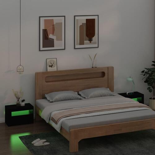 Sengeborde med LED-lys 2 stk. 60x35x40 cm sort