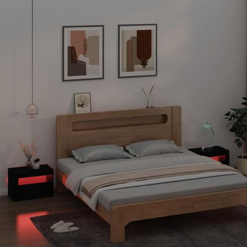 Sengeborde med LED-lys 2 stk. 60x35x40 cm sort