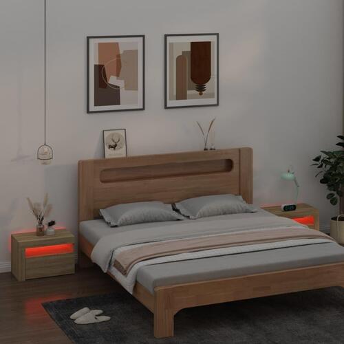 Sengeborde med LED-lys 2 stk. 60x35x40 cm sonoma-eg