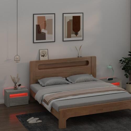 Sengeborde med LED-lys 2 stk. 60x35x40 cm betongrå