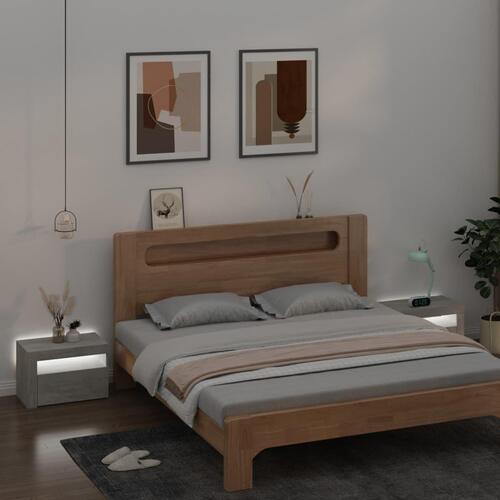 Sengeborde med LED-lys 2 stk. 60x35x40 cm betongrå
