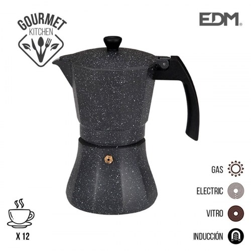 EDM Italiensk espressokande - sort aluminium, 12 kopper, induktion