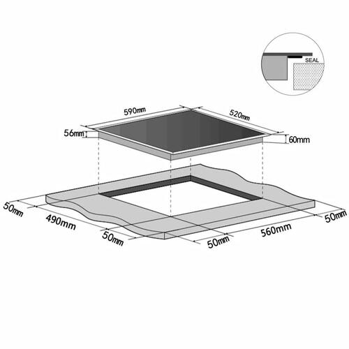 Indbygget induktionskogeplade i EUROKERA-glas med 4 kogezoner