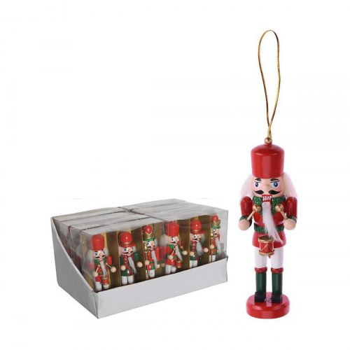 Dekorativ julefigur i træ og metal - multifarvet, 4 × 3 × 12,5 cm