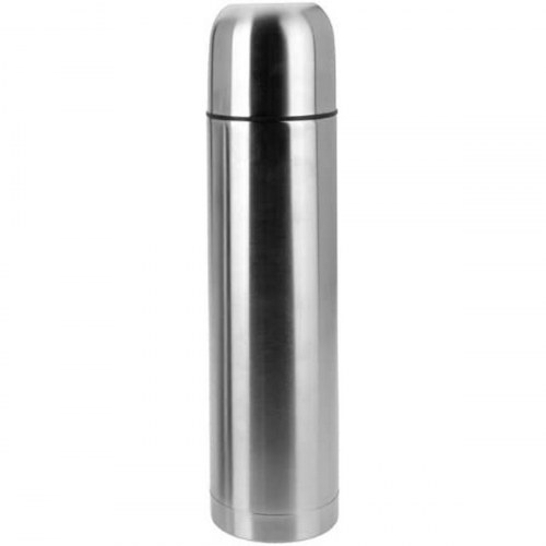 Termoflaske med skruelåg - sølvfarvet 1 l (rustfrit stål)