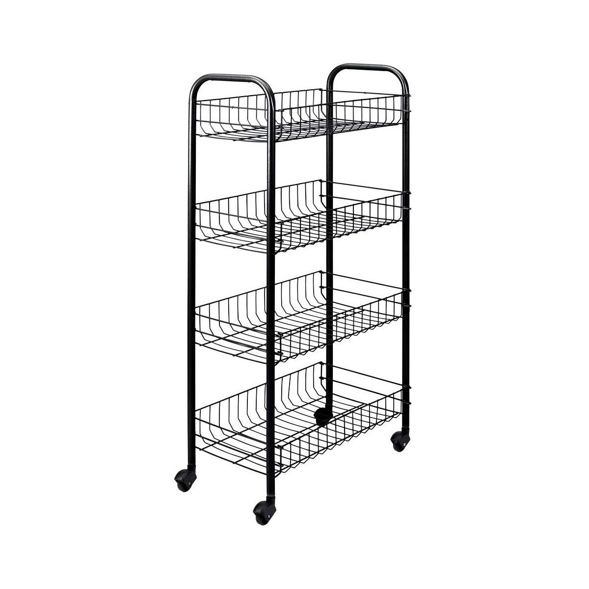 Metaltex Pisa multifunktionel serveringsvogn - 41 × 23 × 84 cm, sort