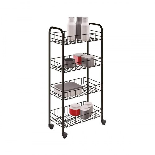 Metaltex Pisa multifunktionel serveringsvogn - 41 × 23 × 84 cm, sort