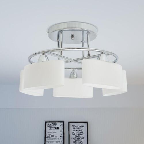Loftslampe med ellipseformet glasskygge 5 E14-pærer 200 W