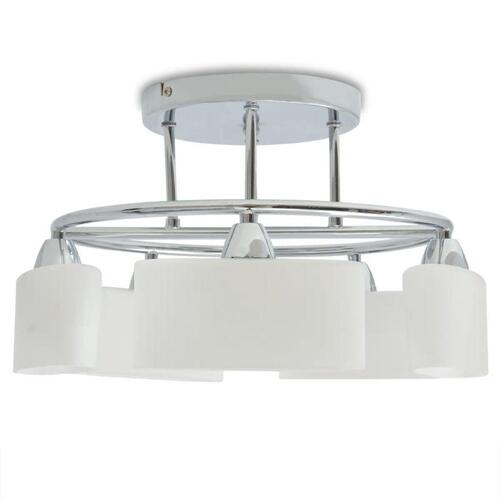 Loftslampe med ellipseformet glasskygge 5 E14-pærer 200 W