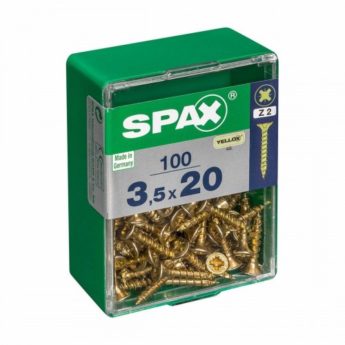 SPAX Yellox træskruer med fladt hoved 3,5 × 20 mm - æske á 100 stk.